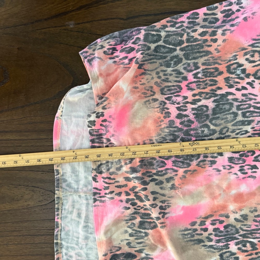 Dear Scarlett Pink Leopard Tie Dye Dolman Sleeve Oversized Top Small - Picture 7 of 7